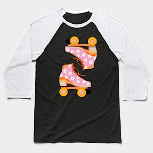 Retro Bloom: Roller Skates Revival Baseball T-Shirt